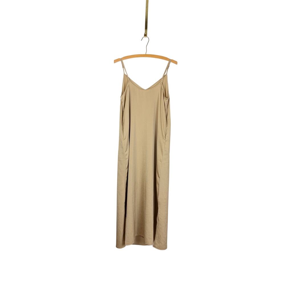 Uniqlo Ecru Satin Slip Dress Size S Minimalist Wedding Guest